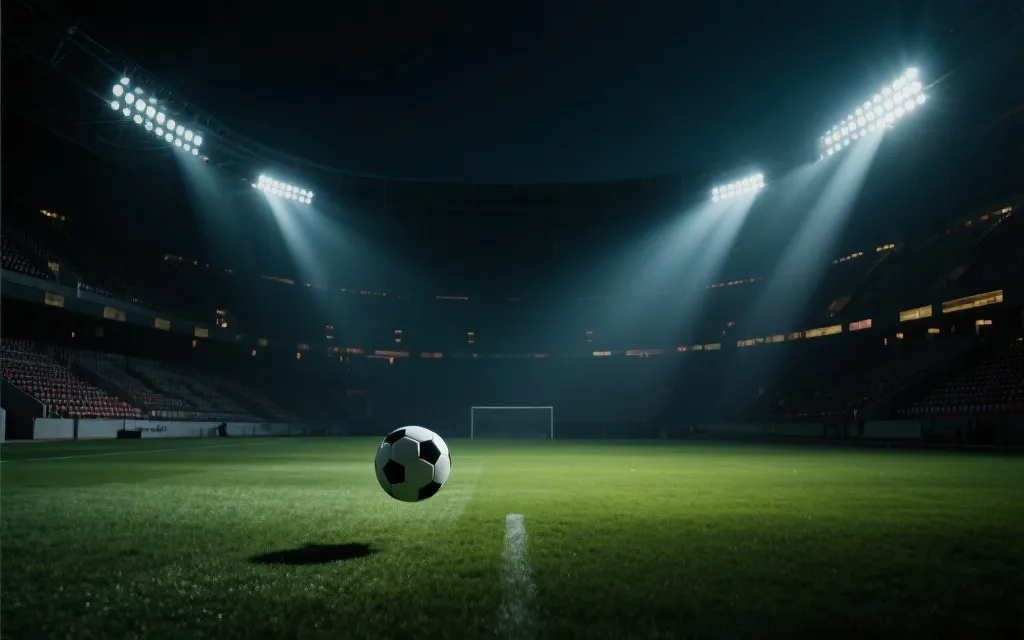 世界杯经典瞬间氛围图：球迷与球场夜色、紧张与期待交织